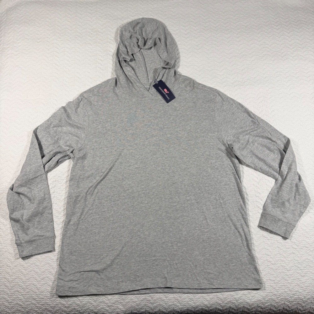 Vineyard Vines Mens Grey Heather LS Blank Hoodie T-Shirt 1V014097-039 XXL NWT - Picture 3 of 9